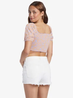 Roxy Flirty Walk Printed - Gerafftes Crop-Top Für Frauen -Modereich Geschaft arjkt03402 roxyw ngz4 bck1