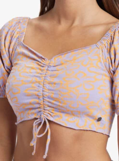 Roxy Flirty Walk Printed - Gerafftes Crop-Top Für Frauen -Modereich Geschaft arjkt03402 roxyw ngz4 frt3
