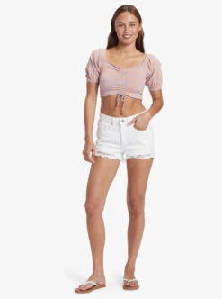 Roxy Flirty Walk Printed - Gerafftes Crop-Top Für Frauen -Modereich Geschaft arjkt03402 roxyw ngz4 frt9