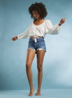 Roxy What A Vibe - Crop Top Mit Langen Ärmeln Für Frauen -Modereich Geschaft arjwt03315 roxym wbk0 bck9