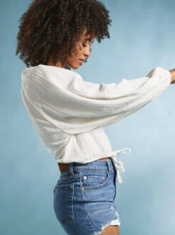 Roxy What A Vibe - Crop Top Mit Langen Ärmeln Für Frauen -Modereich Geschaft arjwt03315 roxym wbk0 frt2