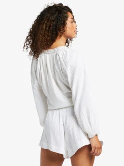 Roxy What A Vibe - Crop Top Mit Langen Ärmeln Für Frauen -Modereich Geschaft arjwt03315 roxyw wbk0 bck1