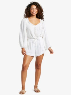 Roxy What A Vibe - Crop Top Mit Langen Ärmeln Für Frauen -Modereich Geschaft arjwt03315 roxyw wbk0 frt9