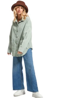 Roxy Kick Back Washed - Langärmliges Kord-Hemd Für Frauen -Modereich Geschaft arjwt03322 roxym bhb0 bck3