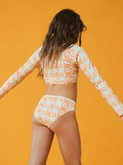 Roxy Wavy Flower - Verkürztes Langärmeliges Rashguard-Set Für Mädchen 7-16 -Modereich Geschaft ergwr03353 roxym gbg4 bck1