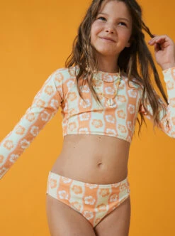 Roxy Wavy Flower - Verkürztes Langärmeliges Rashguard-Set Für Mädchen 7-16 -Modereich Geschaft ergwr03353 roxym gbg4 frt1
