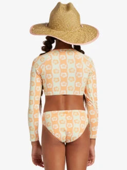 Roxy Wavy Flower - Verkürztes Langärmeliges Rashguard-Set Für Mädchen 7-16 -Modereich Geschaft ergwr03353 roxyw gbg4 bck1