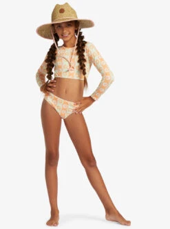 Roxy Wavy Flower - Verkürztes Langärmeliges Rashguard-Set Für Mädchen 7-16 -Modereich Geschaft ergwr03353 roxyw gbg4 frt9