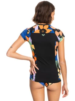 Roxy Caps Sleeve - Kurzärmlige Rash-West Mit Reißverschluss Für Frauen -Modereich Geschaft erjwr03639 roxyw kvj6 bck1