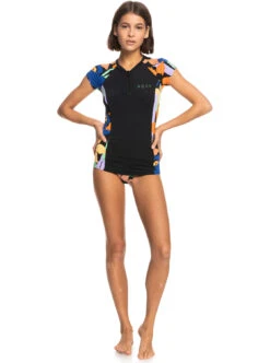 Roxy Caps Sleeve - Kurzärmlige Rash-West Mit Reißverschluss Für Frauen -Modereich Geschaft erjwr03639 roxyw kvj6 frt9