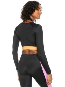 Roxy Fitness - Langärmliger, Kürzerer Rashguard Für Frauen -Modereich Geschaft erjwr03652 roxyw kvj0 bck1