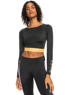 Roxy Fitness - Langärmliger, Kürzerer Rashguard Für Frauen