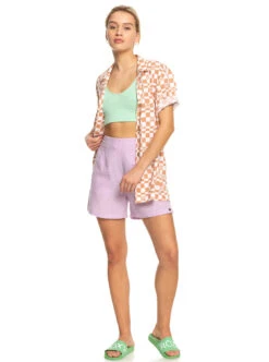 Roxy Aloha Sunset Check - Kurzärmliges Hemd Für Frauen -Modereich Geschaft erjwt03578 roxyw wbk8 frt9