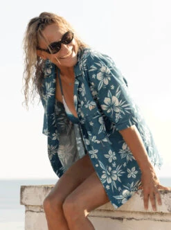 Roxy Life Button Up Mai Tai - Kurzärmliges Hemd Für Frauen
