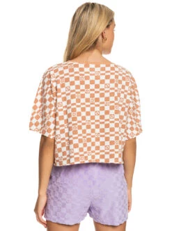 Roxy Power Check - Oversize Crop-T-Shirt Für Frauen -Modereich Geschaft erjzt05465 roxyw wbk8 bck1