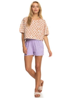 Roxy Power Check - Oversize Crop-T-Shirt Für Frauen -Modereich Geschaft erjzt05465 roxyw wbk8 frt9